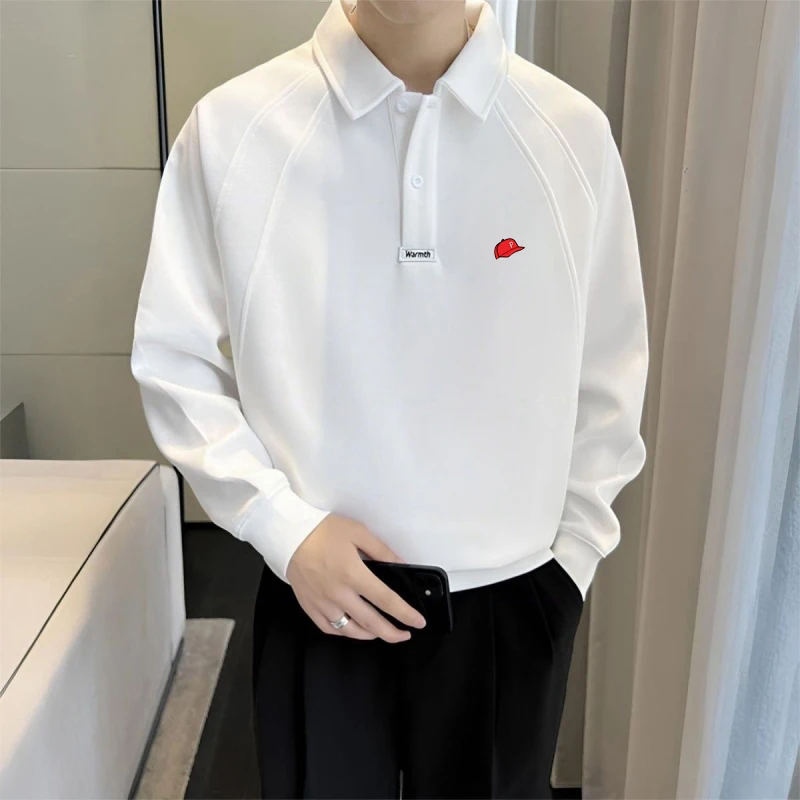 

New Korean men's casual lapel sweatshirt, casual and fashionable men's top, men's POLO shirt