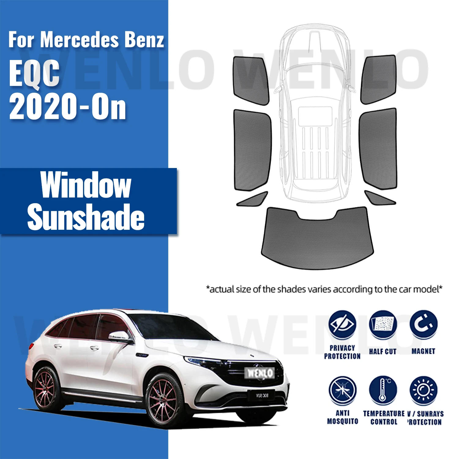 

For Mercedes Benz EQC N293 2020-2023 Car Sunshade Front Windshield Mesh Curtain Rear Side Window Sun Shade