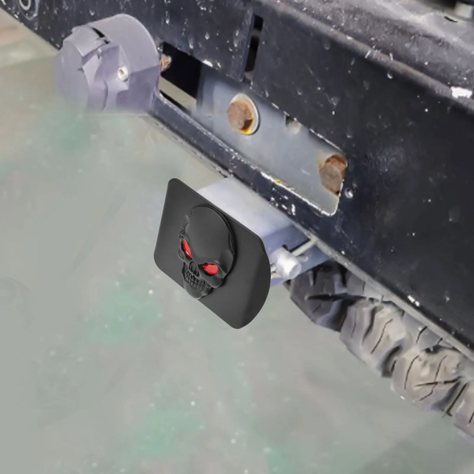 

Stylish Skull Design Trailer Hitch Cover Heavy Duty Metal Receiver Waterproof Car Truck Rv Towing Accessories