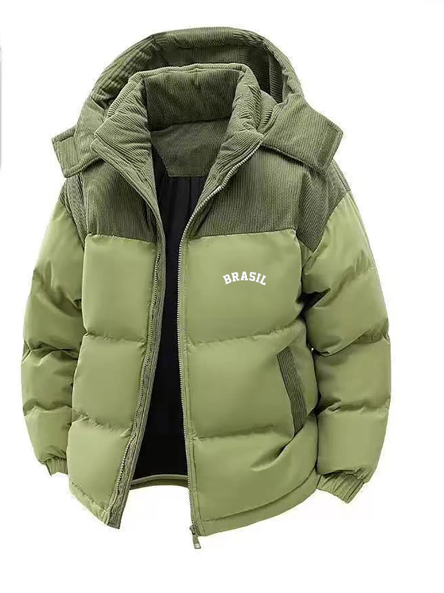 Men's Hooded Cotton Jacket, Heat-Retaining and Cold-Resistant, Windproof with Hood, Suitable for Daily Commuting