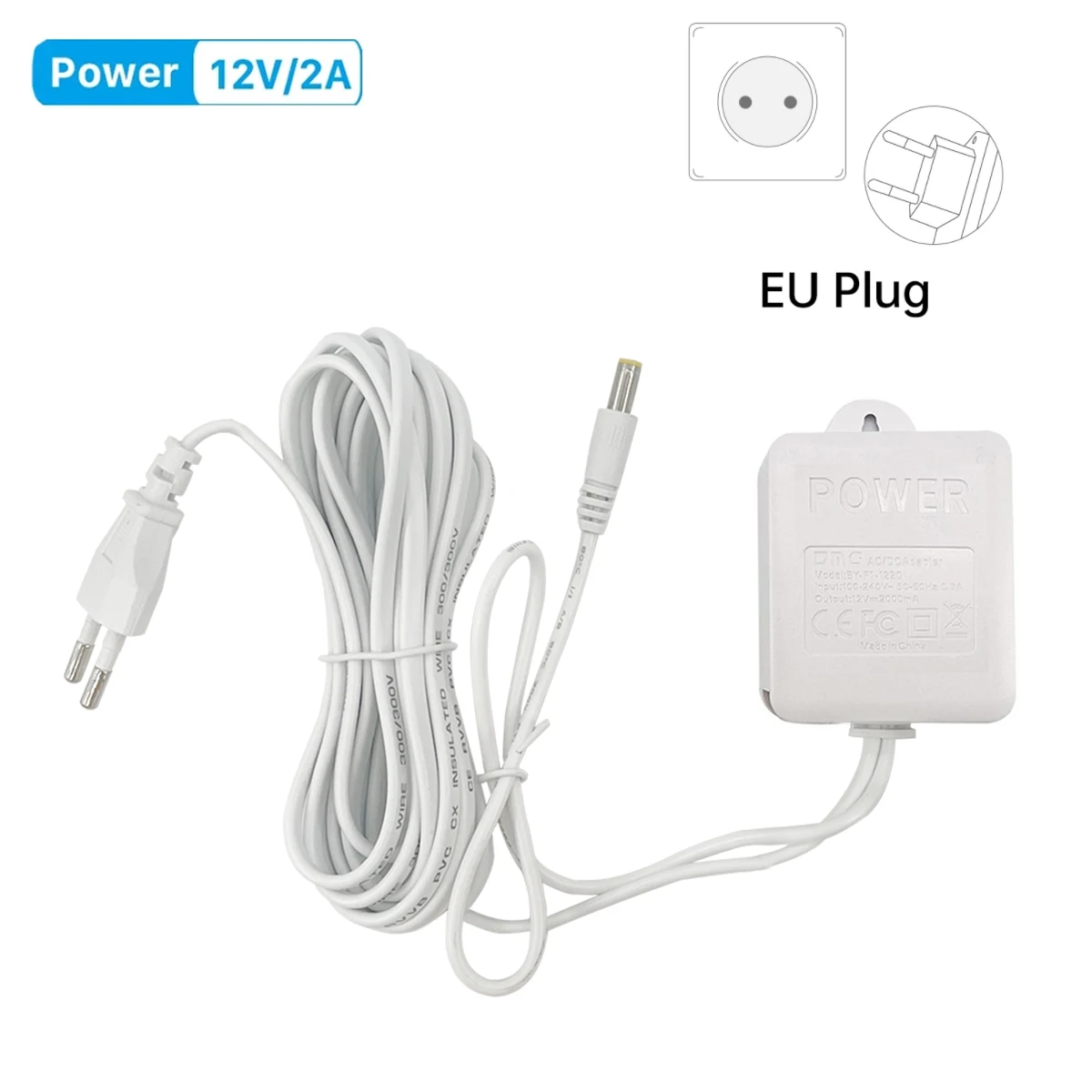 adaptador de energia 3m para camera cctv ip plugue ue carregador de alimentacao cameras de vigilancia entrada ac 100240v saida dc 12v 01