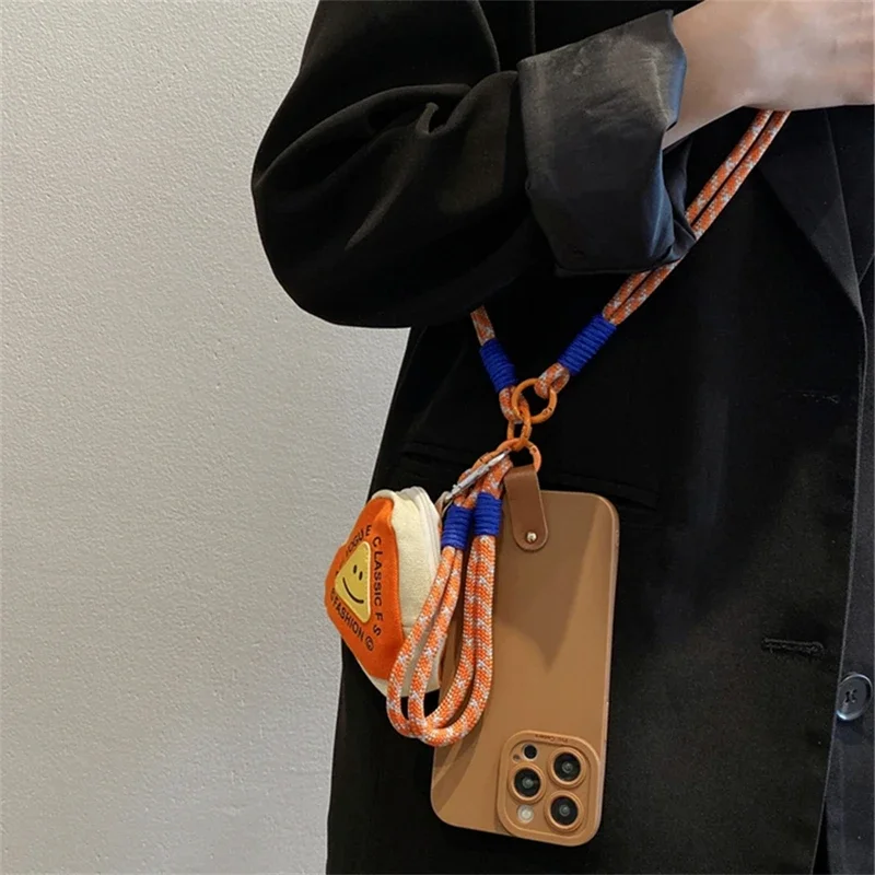 

Cute funny coin purse crossbody lanyard short strap plain Case for iPhone 15 14 13 12 11 pro Max X XR Xs soft TPU back cover