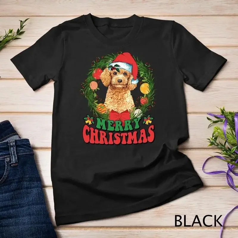Merry Christmas Poodle Santa Hat Dog Lover Ugly Sweater Xmas Unisex T shirt