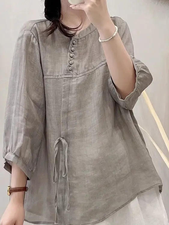 المرأة عادية فضفاضة irt صيف جديد Sle الفني خمر لون نقي مربوط أعلى التخسيس نجمة خماسية مطبوعة