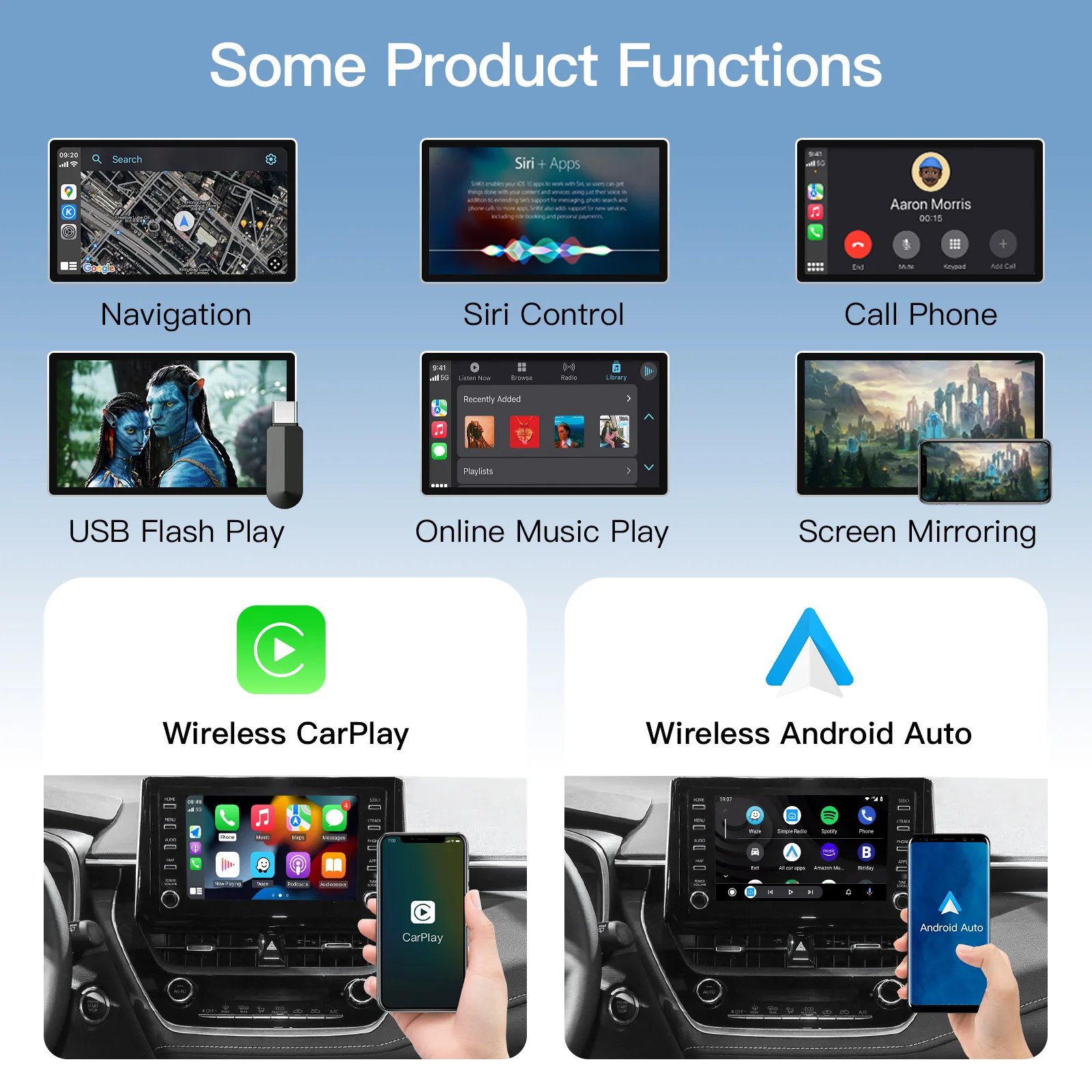 AUTOABC – Module multimédia sans fil CarPlay Android Auto, pour système Toyota Touch2 Entune 2.0, prend en charge Highlander,Tundra,Sienna