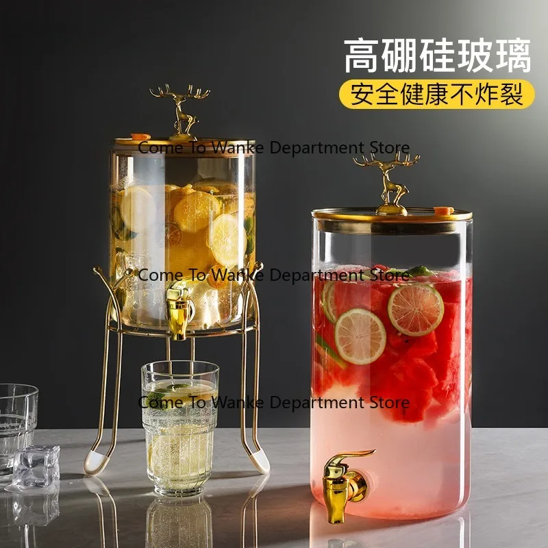 

Glass jar with faucet for brewing tea cola beverage jar front desk bar self-service large-capacity juice pot creative cold water