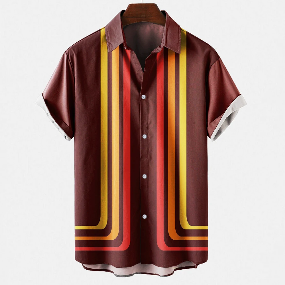 Men's Vintage Retro Striped Co - đánh giá và giá Short Sleeve Bowling Shirt Retro