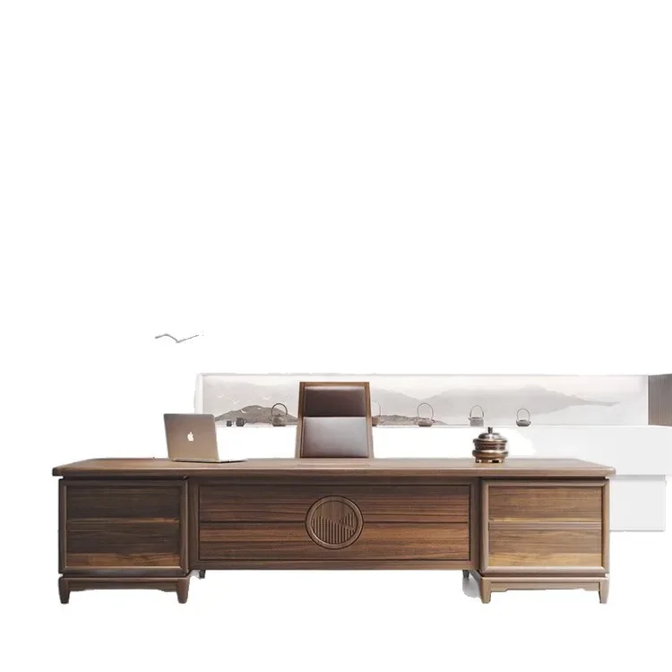 Premium Solid wood office Big class desk President manager Chairperson Chinese-style office desk and chair