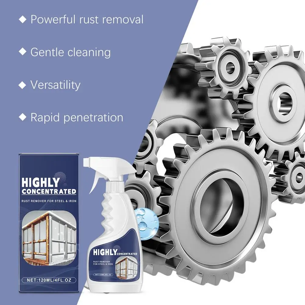 1/2/3PCS Powerful Rust Remover Spray For Metal Surfaces Highly Concentrated Car Maintenance Dissolver Fast Rust Removal 120ml