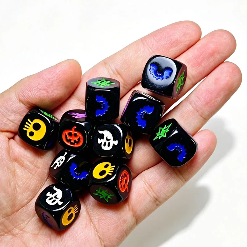 Party Dice Acrylic 16MM Halloween Theme Travel Family Gathering KTV Bar Table Board Games Accessories Best Gifts For Teenagers