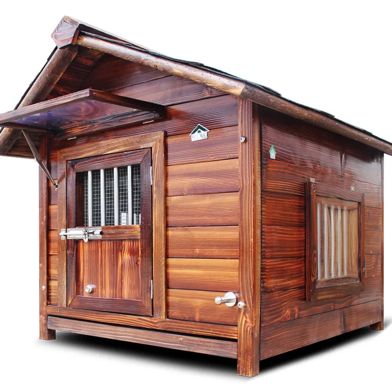 Solid wood dog house outdoor rainproof pet kennel outdoor winter warm dog house large dog waterproof all seasons