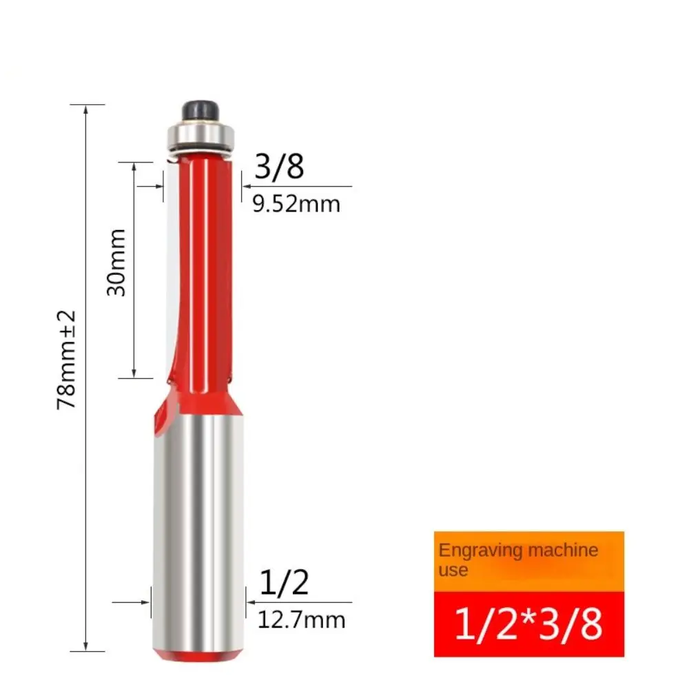 Durable 6.35/12.7MM Shank Milling Cutter Double Edge Carbide Router Bit Woodworking Tool with Bearing Flush Trim Bit