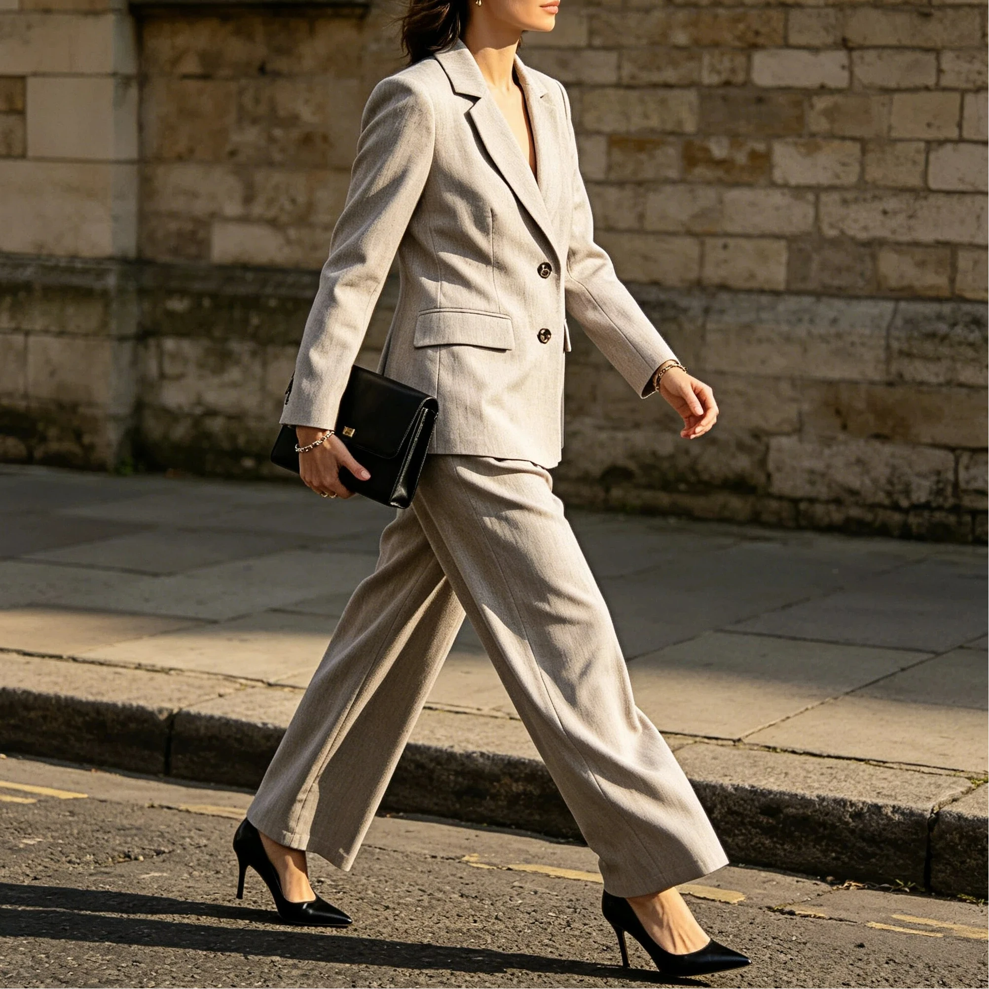Spring Stylish Women Chic Blazer Pants Suit Office Slim Waist Button Casual Elegant Simple Classic Fashion Suit