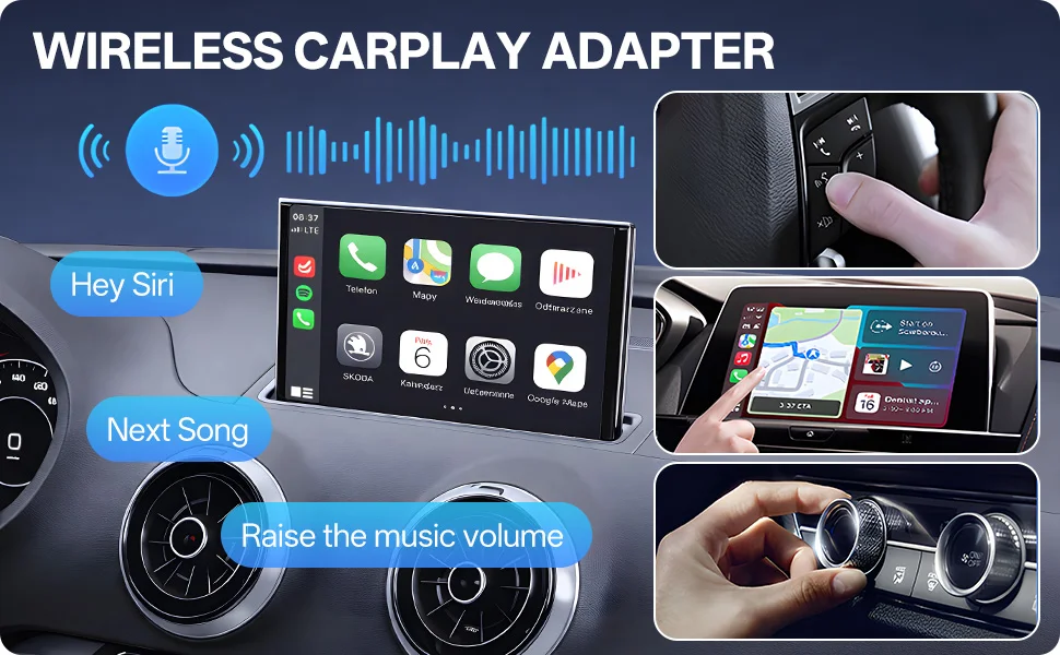 USB-C Wireless CarPlay & Android Auto Adapter, Kabelgebundener zu Kabelloser Dongle | Plug & Play-kompatibel mit iPhone und Android-Smartphones – Detail 6