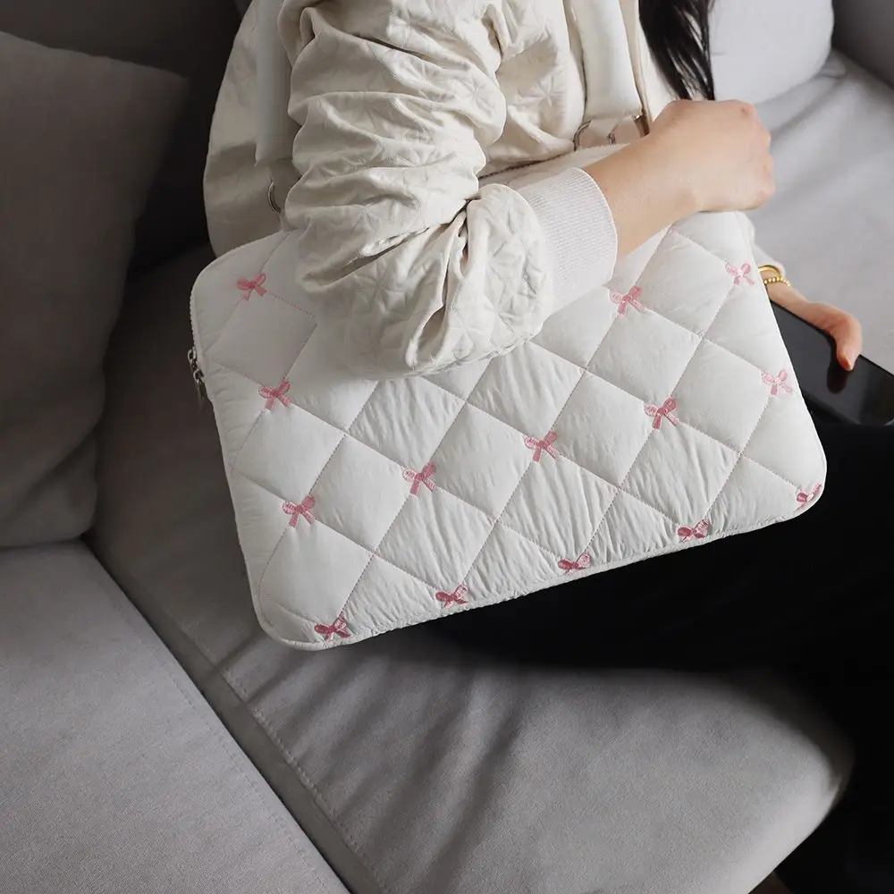 Ins الحلو لطيف Bowknot حقيبة لابتوب للصدمات منقوشة اللحف آي باد ماك بوك اير برو 13 14 15 16 بوصة للصدمات حقيبة كمبيوتر محمول