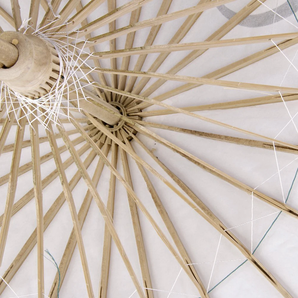 

Oiled Paper Umbrella 58cm Length 84cm Diameter White Bamboo Frame Decorative Wedding Fashion Accessory Asian Parasol Japanese