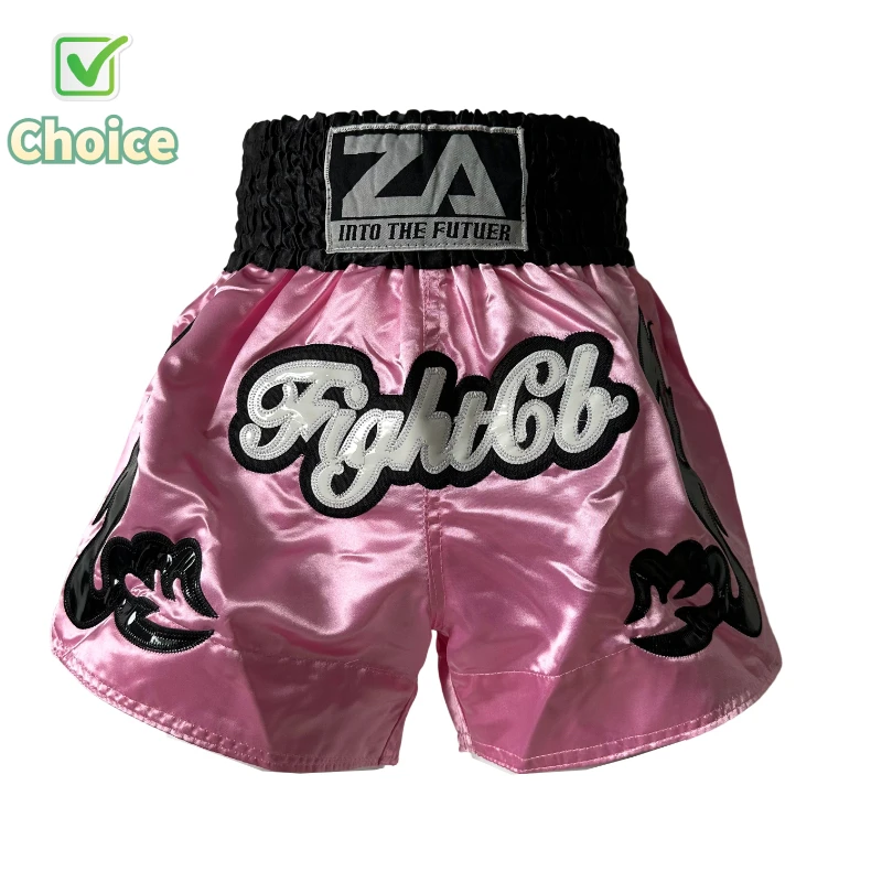الملاكمة التايلاندية السراويل التقليدية التايلاندية سراويل الملاكمة الرجال النساء الاطفال الأرجواني الأسود الساتان المطرزة BJJ MMA رياضة القتال كيك بوكسينغ السراويل