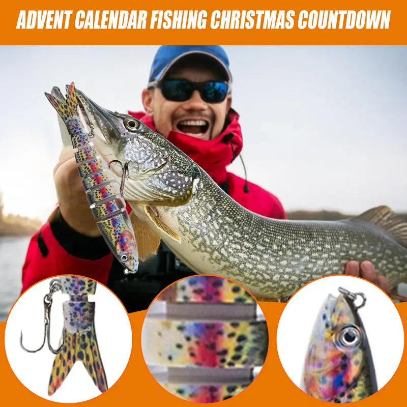 

Fishing Christmas Advent Calendar 12 Days Fishing Bait Set Freshwater Saltwater Lures With Hooks For Men Adult Teen