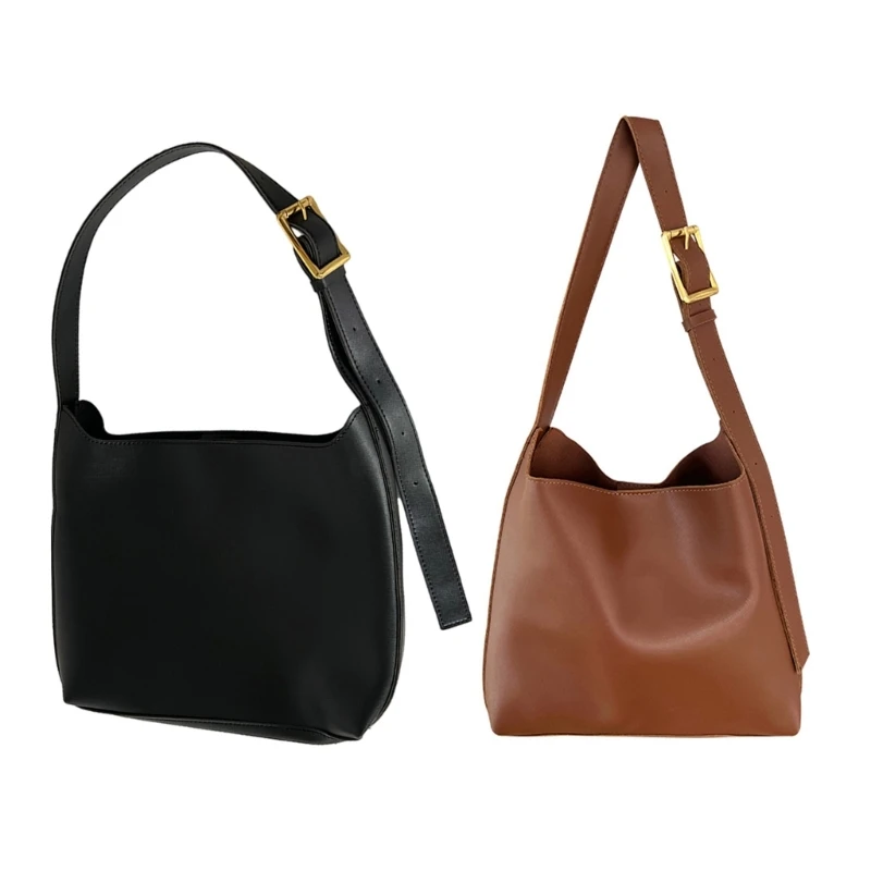 

Large Capacity Bucket Bag for Woman Japanese Styles Shoulder Bag PU Leather Crossbody Bag Solid Color Bag E74B