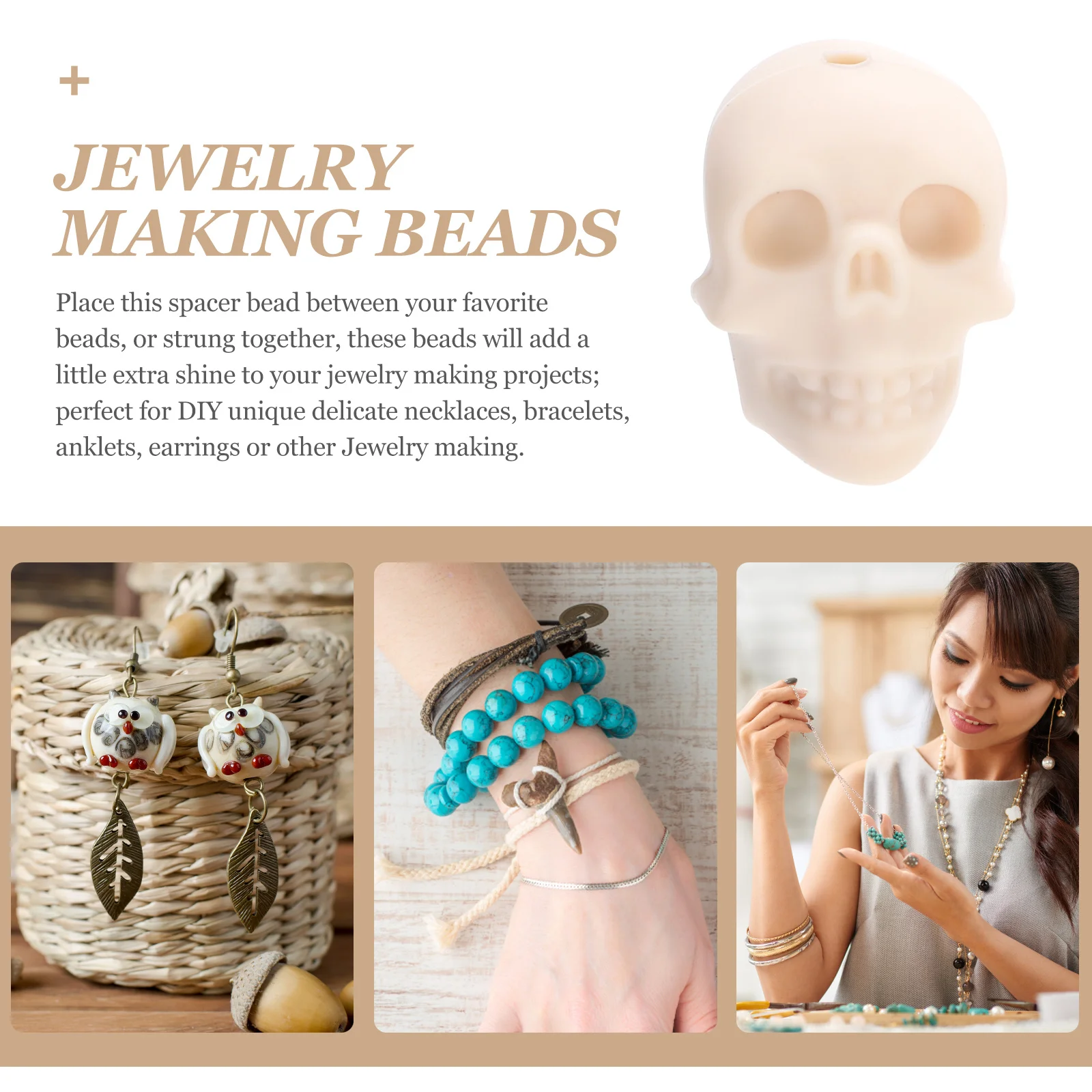 

10 Pcs Silicone Skull Beads Charms Loose Halloween DIY Supplies Head Scattered