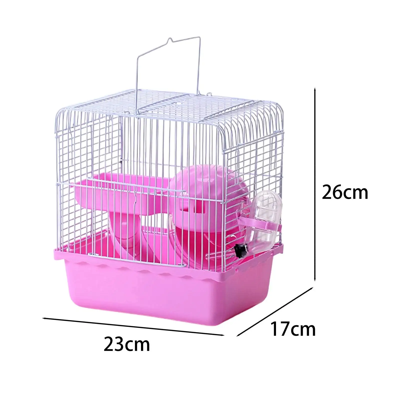 قفص هامستر محمول مع مقبض مع شبكة سلكية للنقل، حقيبة حمل جربيل خفيفة الوزن، موئل حيوانات صغيرة #6
