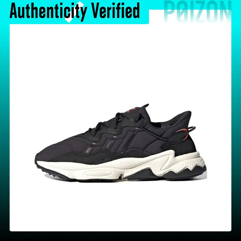 Adidas Originals Ozweego Fabric Slip Resistant Abrasion Resistant Low top Casual Shoes Unisex Black White Pink FV9668