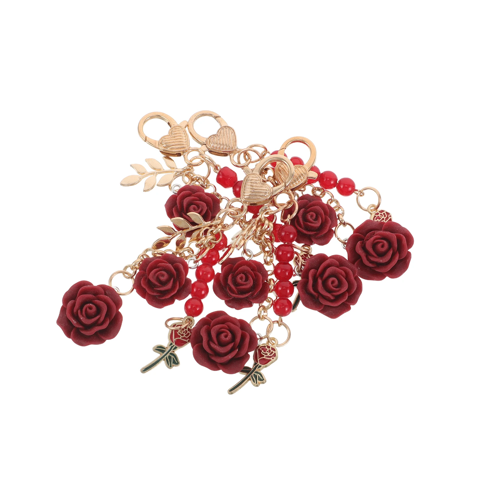 

4 Pcs Keychain Ornaments Flower Decorations Floral Keyring Pendant Decorate Resin