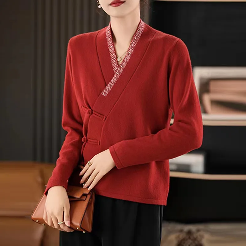 

Осень-зима, новый стильный шерстяной кардиган на пуговицах для женщин, стильный свитер, свободная толстая трикотажная базовая рубашка