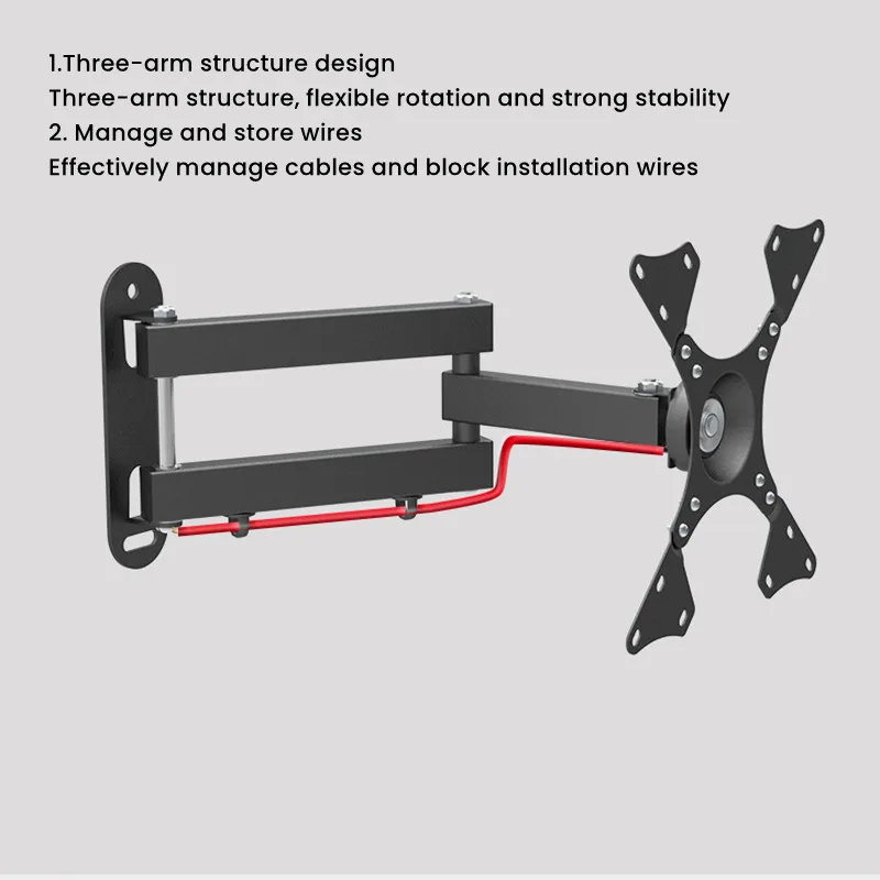 360° Obrotowy uchwyt ścienny do telewizora 20.° przelotowy, wysuwany stojak do telewizora na diodę LED o przekątnej 14–37 cali, uchwyt monitora