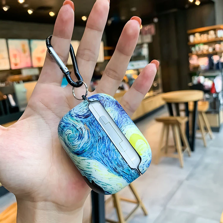 Van Gogh Sternen himmel Ölgemälde Kopfhörer hülle für Airpods Pro 2 3 Version Abdeckung abstrakte künstlerische Kopfhörer Schlüssel bund weiche Funda