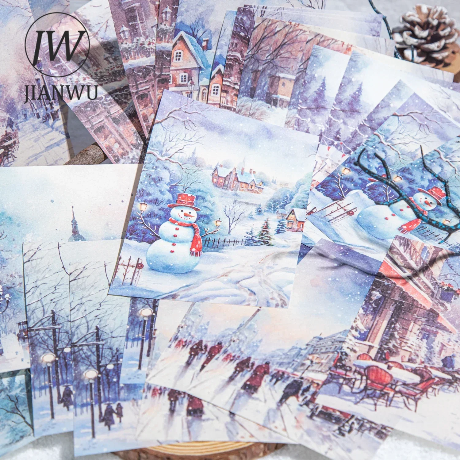 JIANWU Winter Snow Scene Series Vintage Tree Landscaping Collage Decor Material Paper Creative DIY Junk Journal Stationery