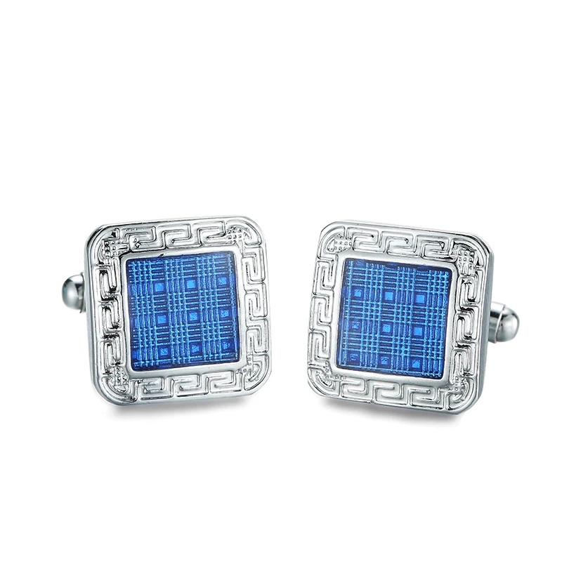 Men's French shirt cufflinks Classic style Square blue enamel cufflinks Fashion clothing accessories Wholesale