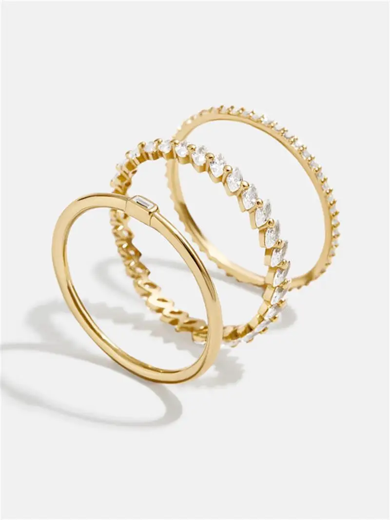 3piar CZ Zirkon Ring Anzug für Frauen Elegante Stapelbare Ring Set Mode Schmuck Mode Schmuck Trendy Engagement Party Geschenk Ac
