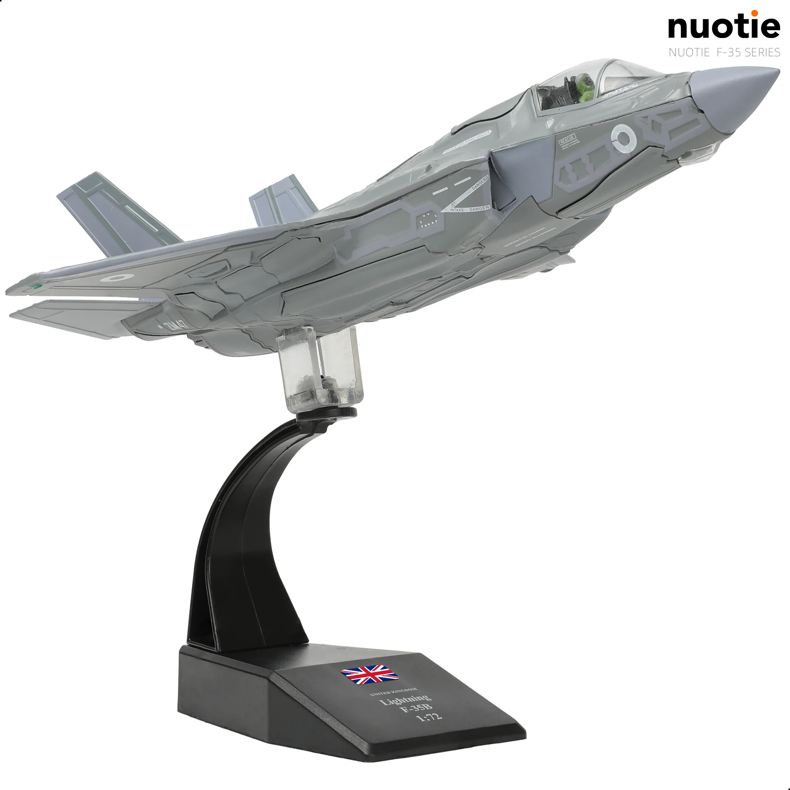 NUOTIE F-35B Lightning II 1:72 Royal Air Force Die-cast Fighter Aircraft Model with Bracket Military Pilot Gift F-35B 138EAW
