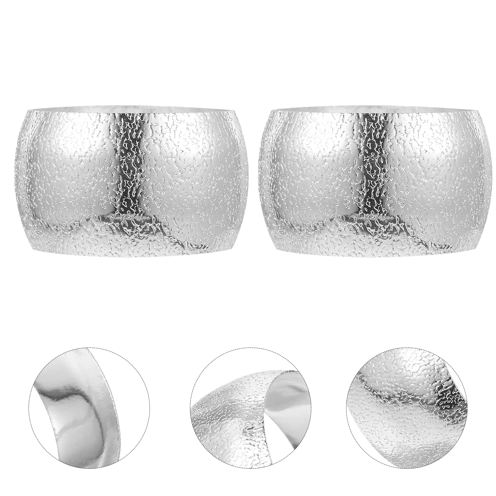 

6pcs Silver Set Elegant Tableware Banquet Decorations Napkin Rings Set Stainless Steel Paper Paper Napkin Wraps Holder