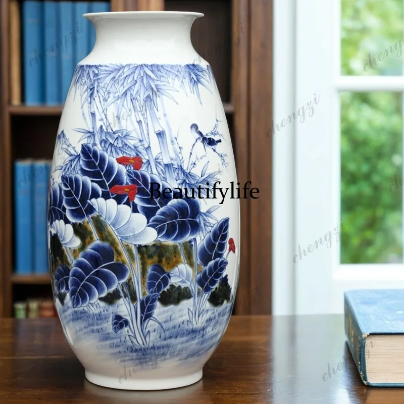 Ceramics hand-painted bamboo security ceramic vase home living room ornament modern antique decoration