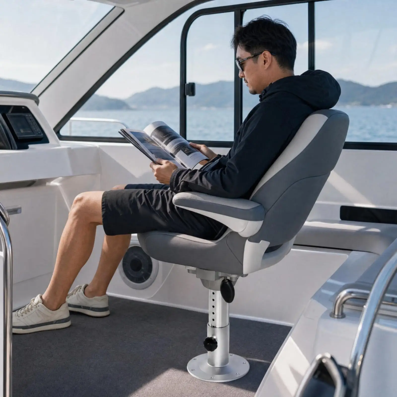 Heavy Duty Boat for seat Pedestal Base with Bracket for Fishing Chair Saltwater Proof Marine Deck Fitting