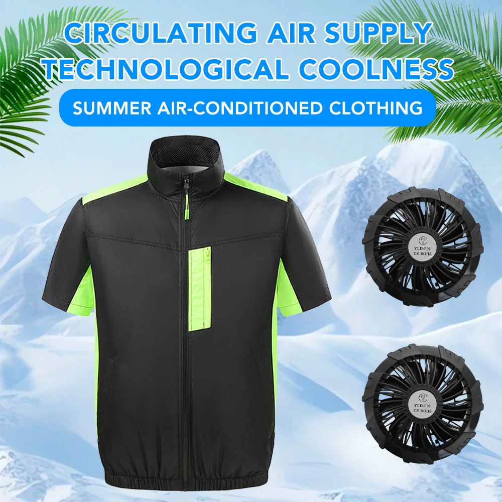 Summer Intelligent Cooling Air Conditioning Clothes Men's USB Cooling Fan Short Sleeve Casual Heatstroke Prevention Work Clothes