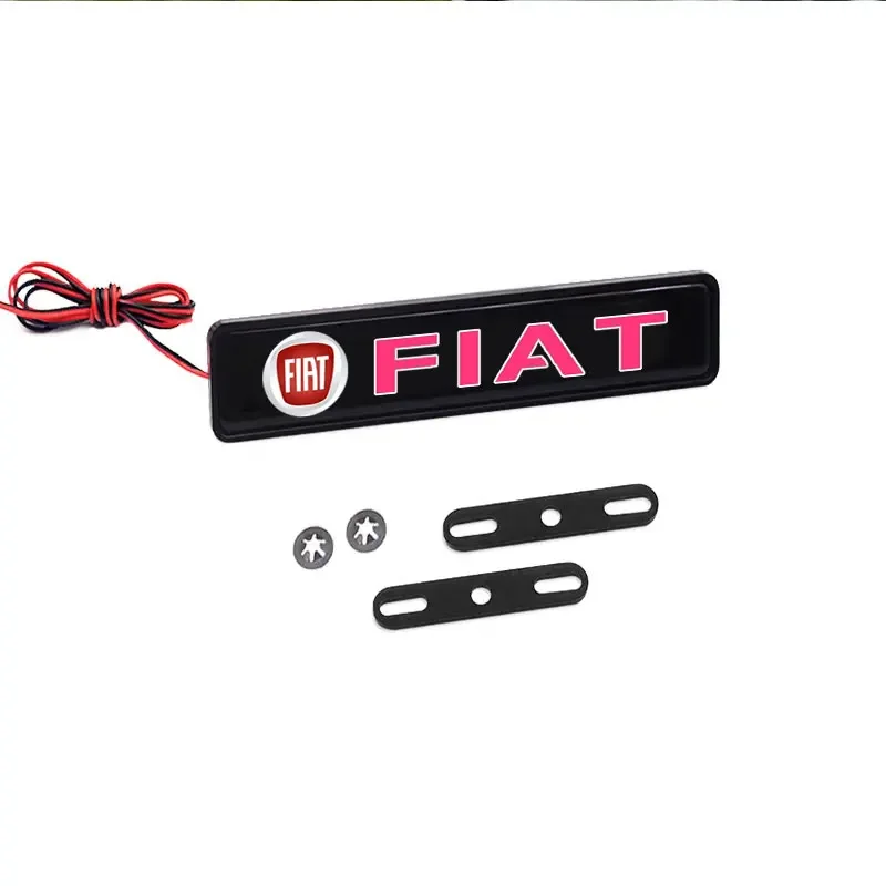 Car Front Grille Sticker Badge Car Head Grill Emblem LED Light For Fiat Aegea Panda Doblo Stilo Uno Palio Tipo Punto 500c Bravo view 2