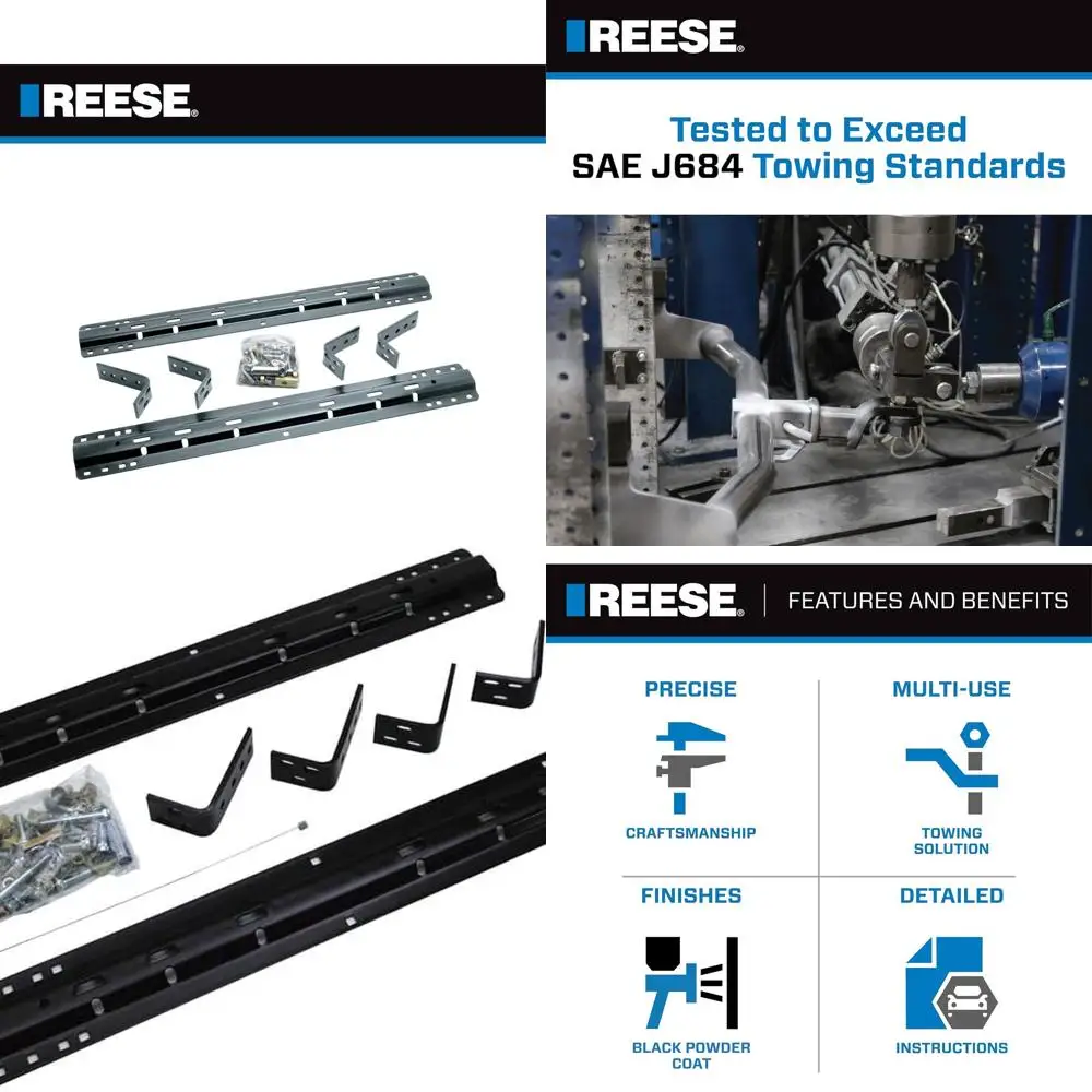 

Reese 30035 Fifth Wheel Trailer Hitch Mounting System Rail & Bracket Kit, Compatible with Selected Chevrolet, Dodge, Ford, GMC,