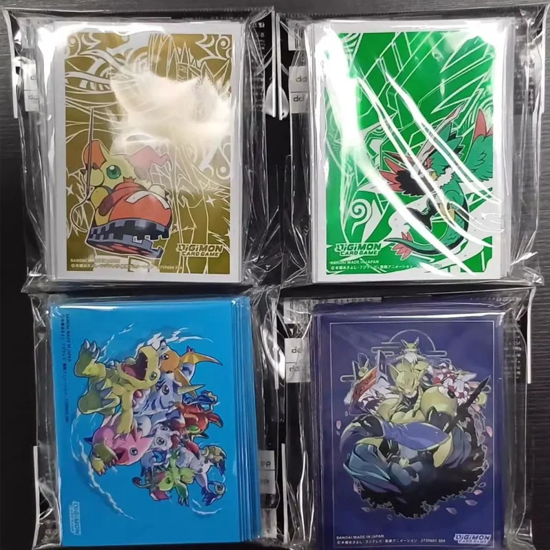 Digimon Card Sleeves 60pcs Set, Official Bandai Sleeves with Dobermon V-dramon, Kuzuhamon Designs Anime TCG Collection for Kids