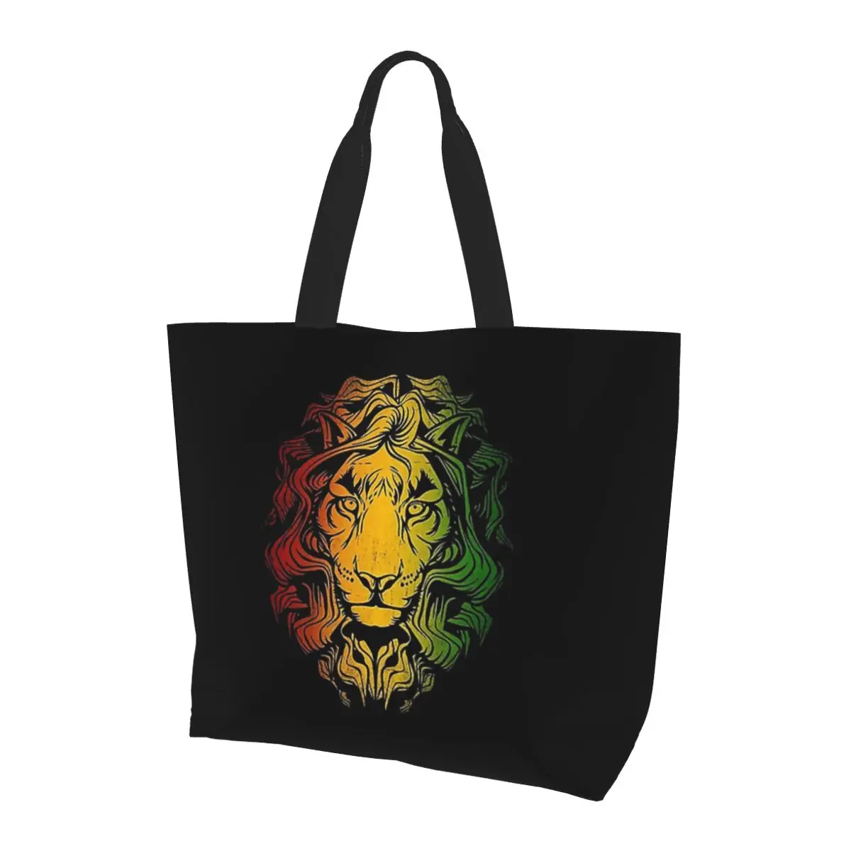 

Rasta Lion Stripe Shopping Tote Bag Canvas Large Capacity Shoulder Bags Shopper Grocery Handbag for Women