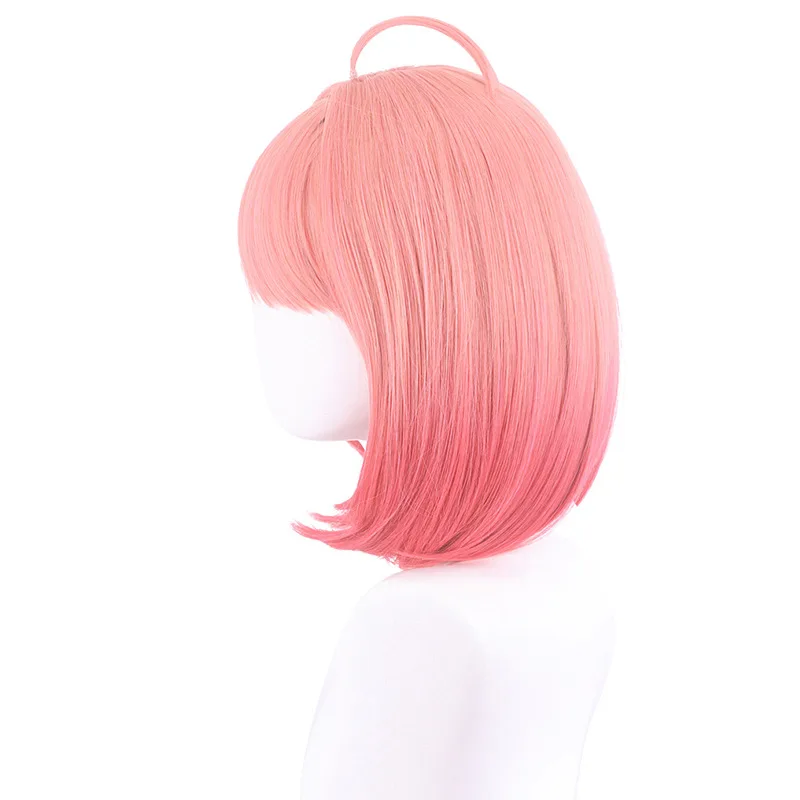 Synthetic Pink Short Wig Cosplay Costume Party Heat Resistant Fiber Cute Bangs Natural Looking Hair