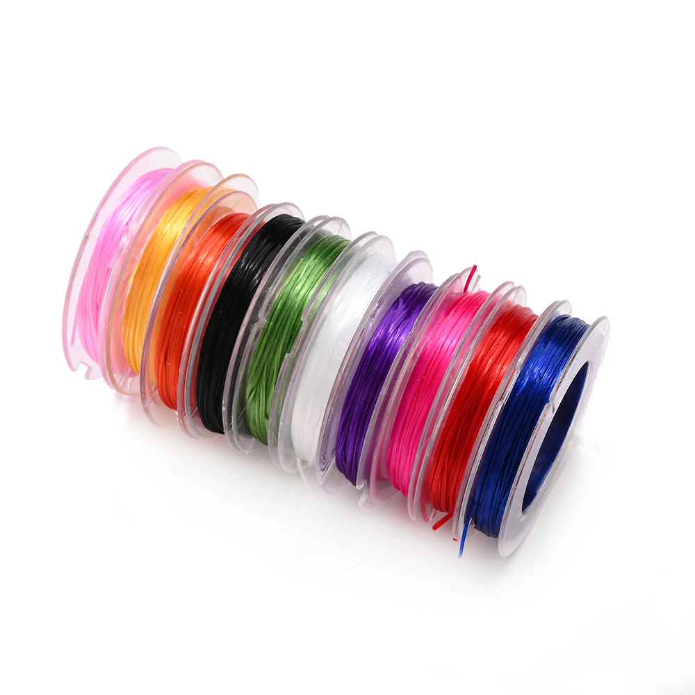 10 Rollen 10M 0,8mm Buntes Flaches Elastisches Faden Klares Kristall-Perlendraht Elastisches Schnur-Garn für DIY Schmuckherstellung Armband – Detail 5
