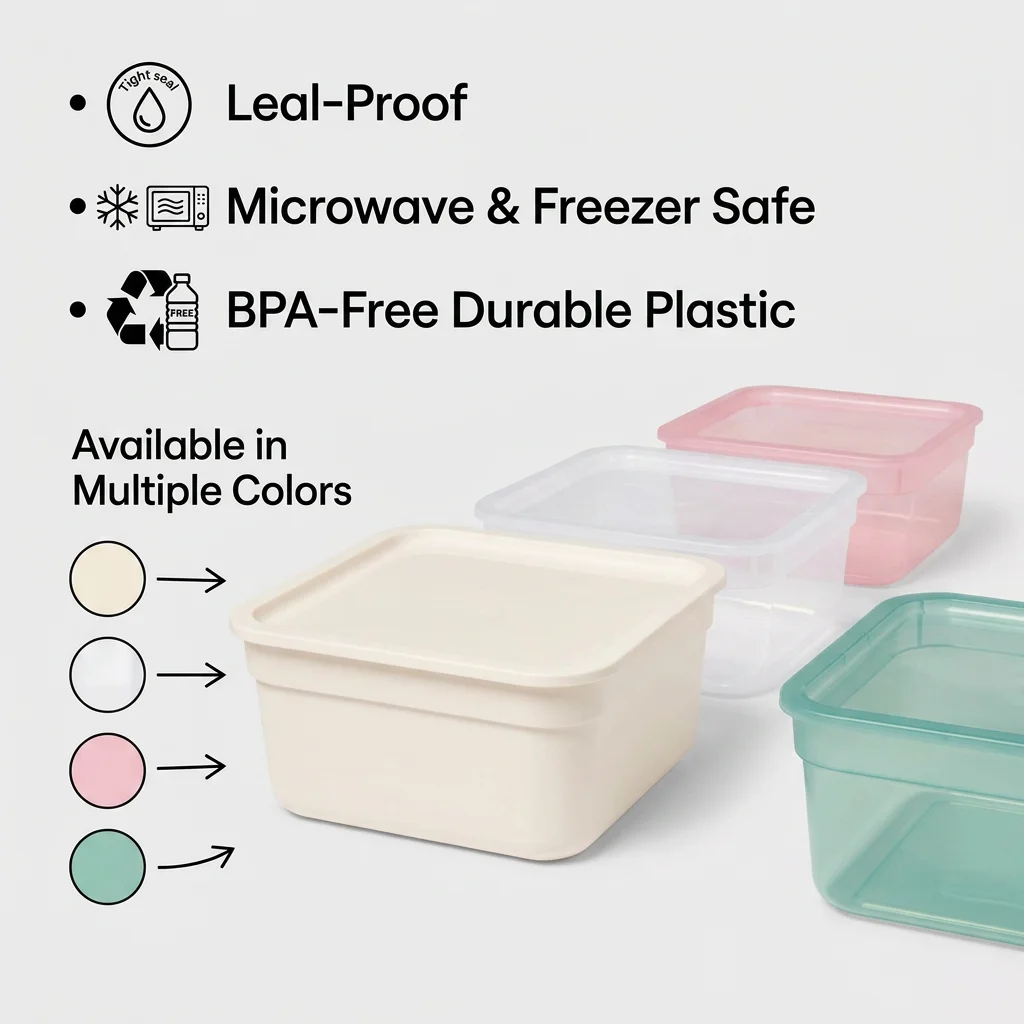 Meal Prep No Microwave - Contenitori Quadrati in Plastica per Alimenti