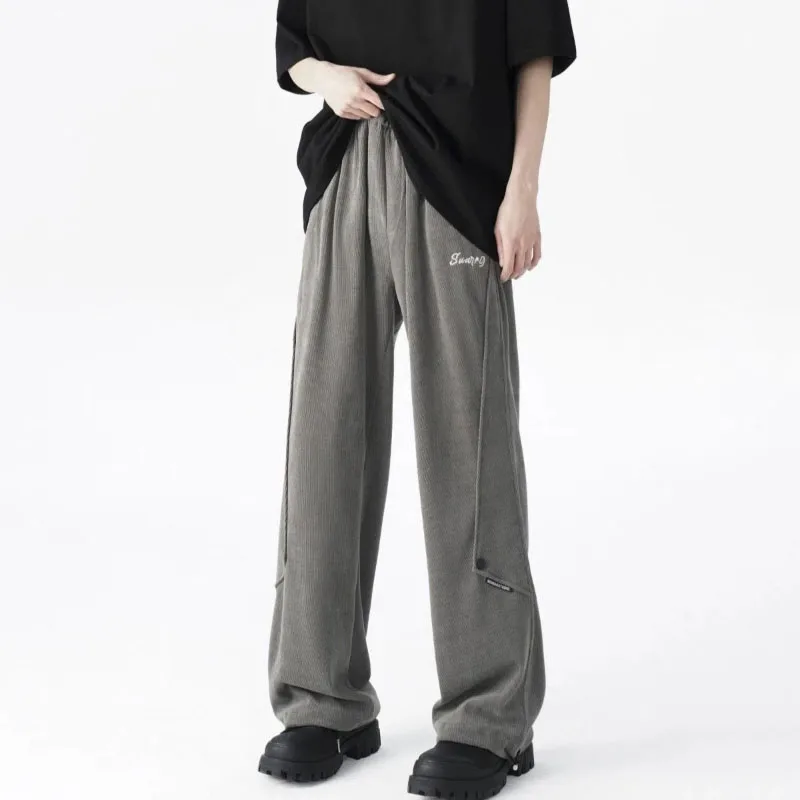 

Fashion High Street Autumn Casual Straight Sports Sweatpants Loose Elastic Waist Youthful Vitality Printing Chic Wide Leg Pants