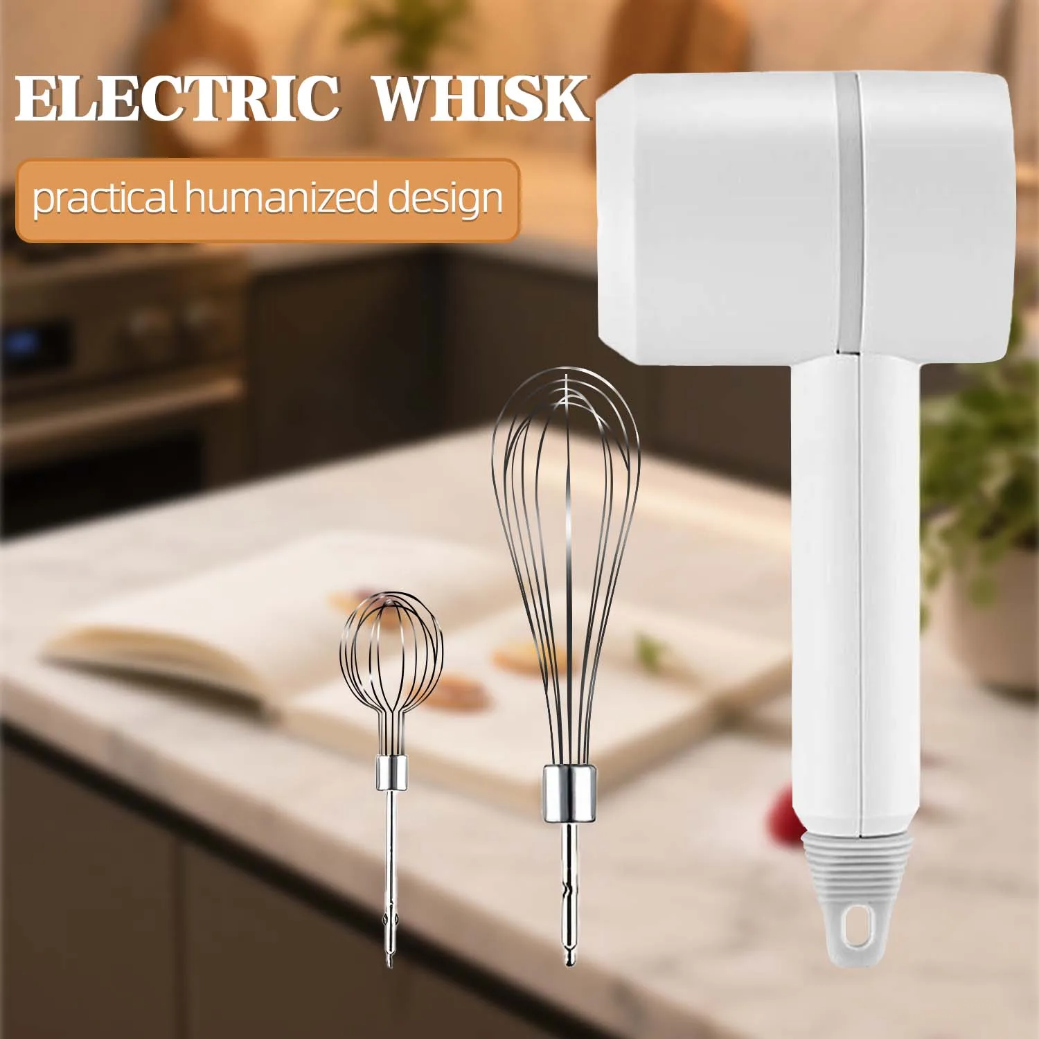 

Cordless Hand Mixer, Handheld Electric Whisk with 3 Speed Modes, Hand Held Egg Beater with 2 Detachable Stir Whisks