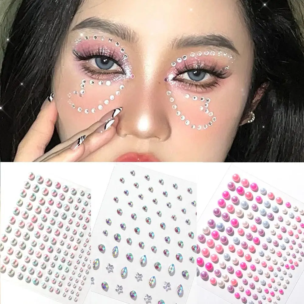 Autocollants en biscuits de diamants colorés pour le visage et le corps, bijoux en cristal, eye-liner, décalcomanies, ombre à barrage bricolage