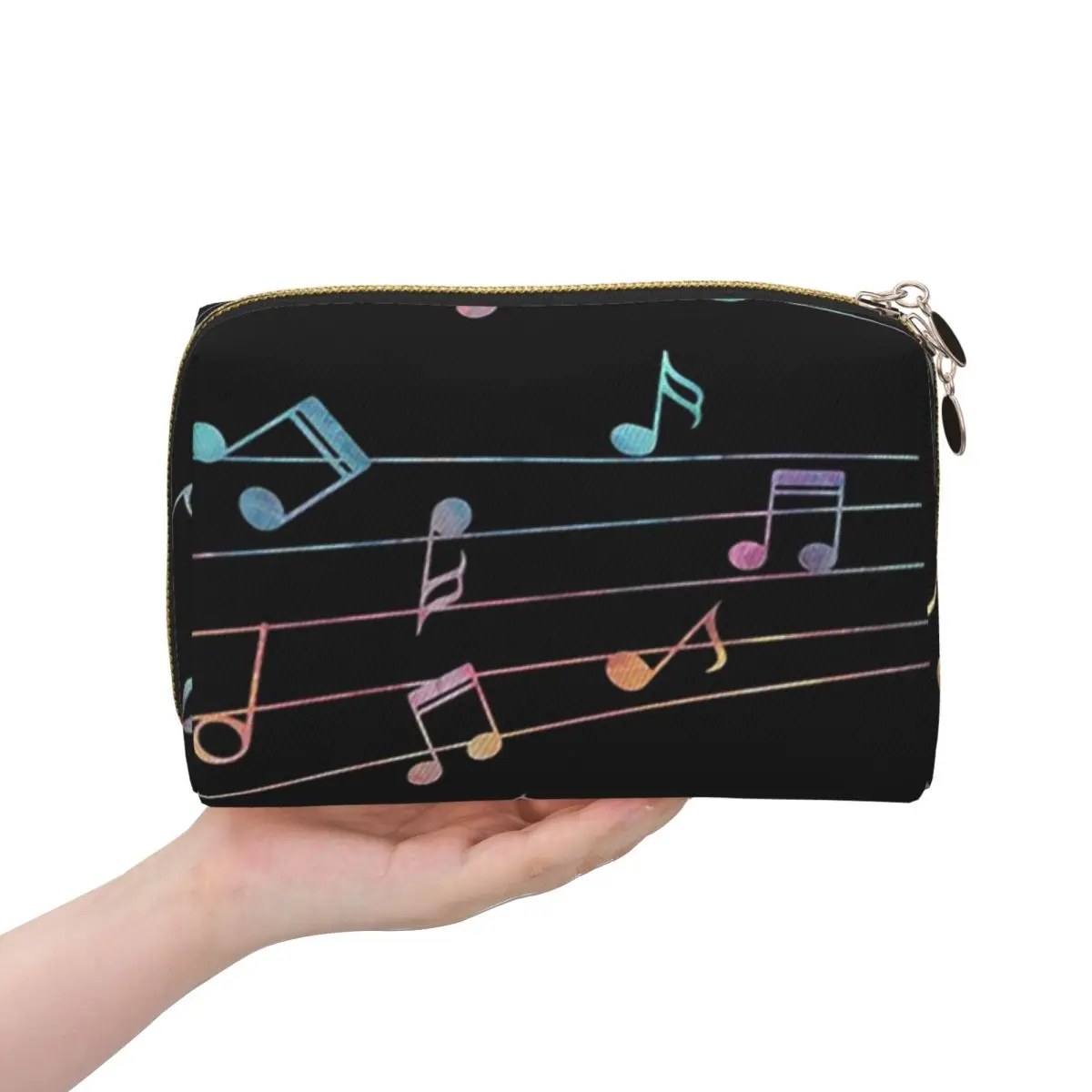 Music Notation Musical Notes Women Cosmetic Bag Travel Makeup Organizer Pouch Toiletry Storage Dopp Kit Box