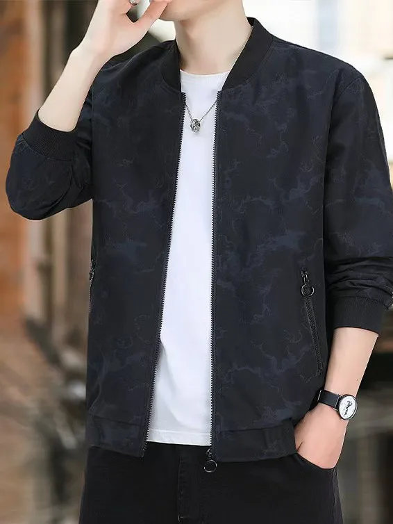 

Men's Baseball Collar Jaet Casual Comfortable Youth Faionable Versatile Top Spring Autumn New Sle Warm Fce Lined